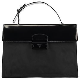 Prada Borsa a mano in Tessuto Spazzolato Nera