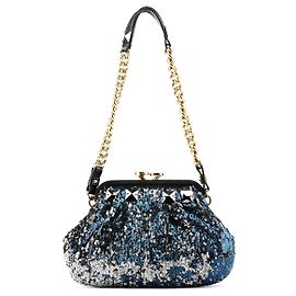 Marc Jacobs Picca borsa a spalla Stam con paillettes blu navy