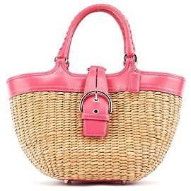Coach 6271 mala Soho de palha tecida Pink Beige