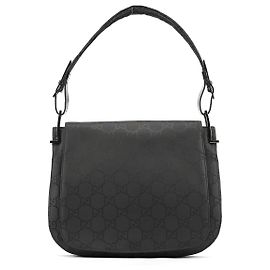 Gucci Borsa a tracolla con patta in tela GG nera