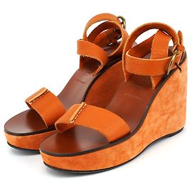 Miu Miu Keilabsatz-Sandalen aus orangefarbenem Wildleder aus den 2000ern