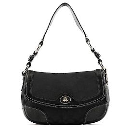 Coach Borsa a tracolla Turnlock in tela Signature nera