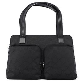 Gucci Borsa Tote Black GG Dual Pocket
