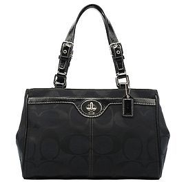 Coach Borsa Tote F14415 Black Signature Turnlock