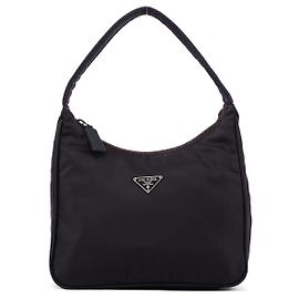 Prada Mini Borsa a Spalla Hobo in Nylon Tessuto Viola