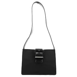 Prada Borsa a spalla con fibbia in Tessuto Nappa nero