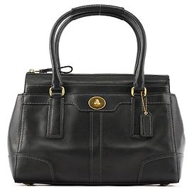 Coach Borsa Tote 11047 in pelle nera con chiusura turnlock
