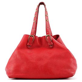 Miu Miu Borsa Tote in pelle di vitello rossa con fibbia