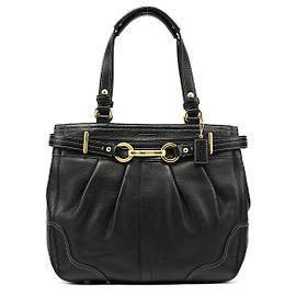 Coach Borsa Tote Hamptons in pelle martellata nera F12476