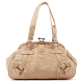 Céline Borsa Tote in pelle beige con chiusura kiss-lock