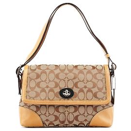 Coach Borsa a tracolla 2-Way Beige Signature Turnlock F13066