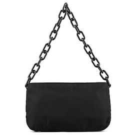 Prada Borsa a spalla a catena Swing Nylon Tessuto Nera 1996