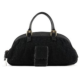 Dolce & Gabbana Borsa Boston in pelle e pizzo nero