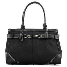 Coach Borsa Tote Hamptons in tela Signature nera F08K06