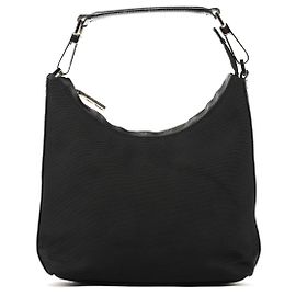 Gucci 000 0601 Borsa Hobo in pelle e nylon nero
