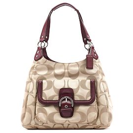 Coach Borsa Tote Soho Signature Beige Burgundy F24742