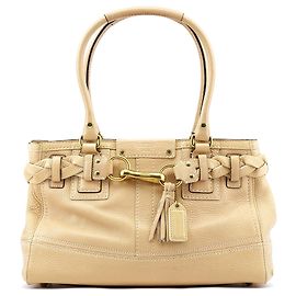 Coach 10528 Borsa Tote Hamptons in pelle martellata beige