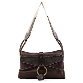 Dolce & Gabbana Borsa a tracolla con anello in pelle marrone