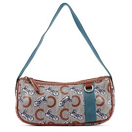 Céline Mini mala hobo em lona revestida bege e azul