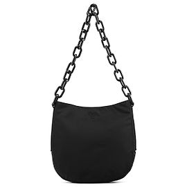 Prada Borsa a tracolla con catena in nylon Tessuto nero 1996