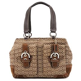 Coach 3646 Beige Brown Signature Soho Tote Bag