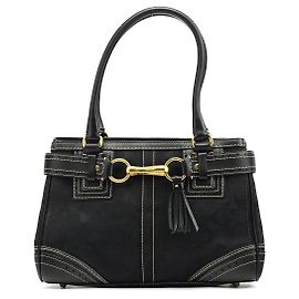 Coach 10507 Borsa Tote Hamptons in tela Signature nera