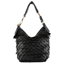Yves Saint Laurent 137267 Borsa a tracolla hobo in pelle Black Petal
