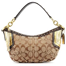 Coach 6424 Borsa a tracolla hobo borchiata Signature Beige Brown