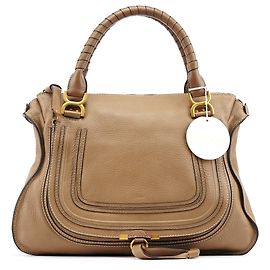 Chloé Borsa a tracolla Marcie grande in pelle marrone chiaro