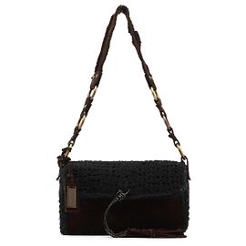 Dolce & Gabbana Borsa a tracolla in pelle scamosciata intrecciata marrone
