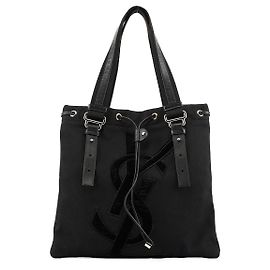 Yves Saint Laurent Borsa Tote YSL 123435 in tela e velluto nero