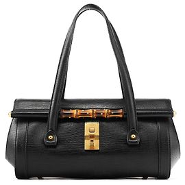 Gucci 114993 Borsa a spalla Bamboo Bullet in pelle nera