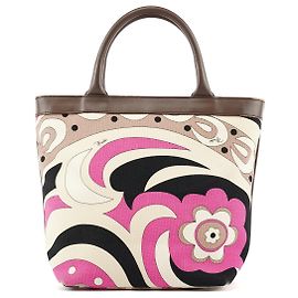 Emilio Pucci Borsa Tote in tela con stampa floreale multicolore rosa