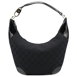 Gucci 001 4158 Borsa a tracolla Hobo in tela GG nera