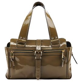 Mulberry Bolsa Boston Mabel em couro envernizado verde cáqui