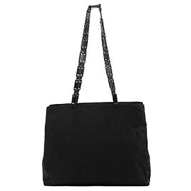 Prada Borsa Tote 1998 in Tessuto Nero con Catena in Plastica