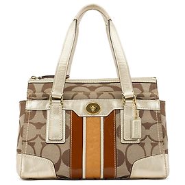 Coach Borsa Tote F11620 Beige Gold Signature Turnlock