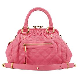 Marc Jacobs Bolsa Stam 2-Way em couro acolchoado rosa