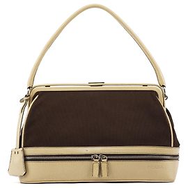 Prada Schultertasche mit Rahmen aus Canvas in Braun und Beige Herbst 2000
