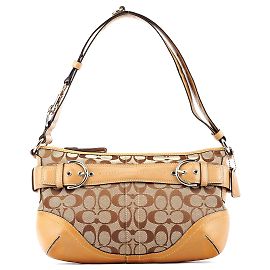 Coach F07077 Beige Tan Signature Soho 2-Way Bag