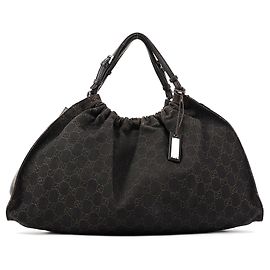 Gucci 76554 Borsa a mano arricciata in canvas GG marrone