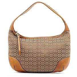 Coach Bolsa de Ombro Signature Canvas Beige Brown