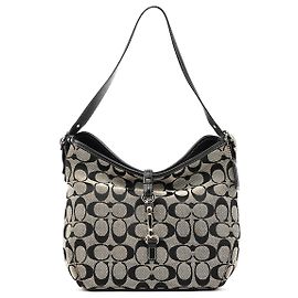 Coach Borsa a Tracolla Hobo 6845 Grey Black Signature Canvas