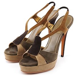 Yves Saint Laurent Sandali platform slingback in pelle scamosciata Taupe