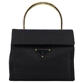 Prada Borsa con manico Navy Gold Tessuto Metallo