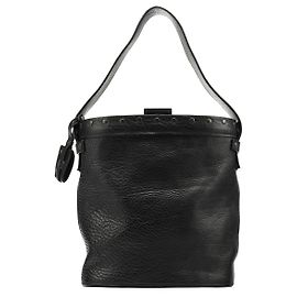 Gucci Borsa bucket in pelle nera con struttura a cerniera Autunno 2002