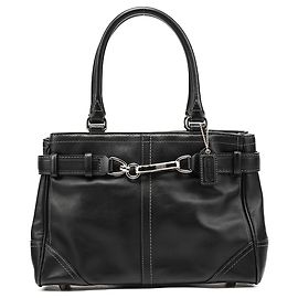 Coach Borsa Tote Hamptons in pelle liscia nera F11199