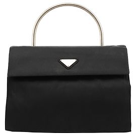 Prada Borsa Tessuto Metallo nera con manico superiore