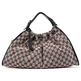 Gucci Borsa a Spalla Arricciata 76554 Pink Black GG Canvas