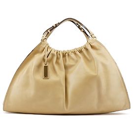 Gucci 76554 Borsa Hobo in pelle beige arricciata